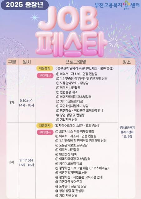 중장년 잡페스타 행사 포스터