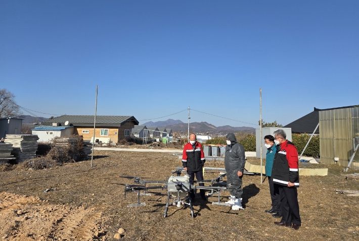 김진석 부시장, AI발생농장 드론방제 현장 방문