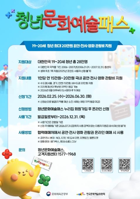 2026년 청년 문화예술패스 포스터
