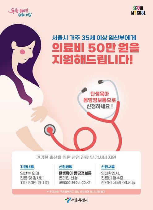 35세 이상 임산부 의료비 지원사업 안내 포스터